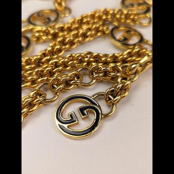 [SOLD] VINTAGE GUCCI Women's 32" Chain Belt 75cm Enamel & 18K Plated Gold Italy - Picture 3 of 6